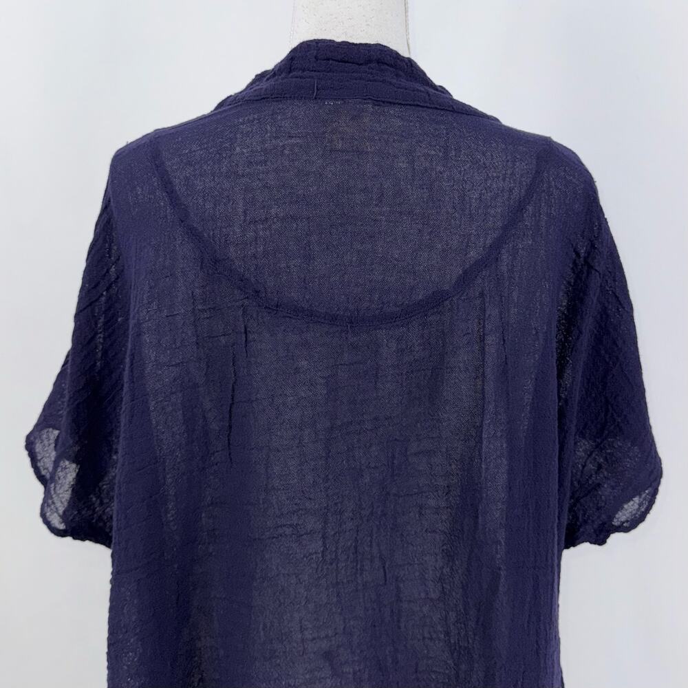 Jaded Gypsy Women's Oversize Gauze Button Down Top L/XL Navy Blue - Picture 8 of 12